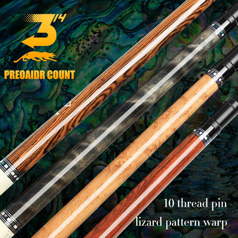 PREOAIDR 3142 EARL Billard Pool Cue 10/11.5/13mm Maple Shaft 3/8*10 Pin Joint Hand Inlaid Glen Ring Inlay Butt Cue Leather Wrap